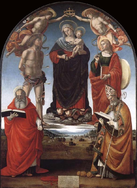 Luca Signorelli The Virgin and Child among Angels and Saints oil painting picture